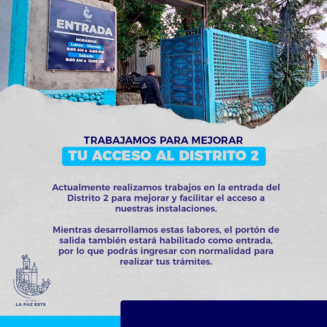 🚧Informamos a la población que estamos realizando trabajos de reconstrucción en la entrada de acceso al Distrito 2.